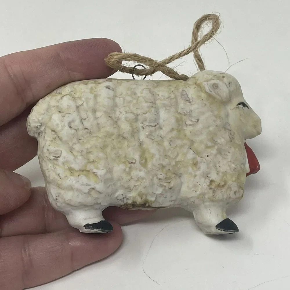 Vintage Country Farmhouse Sheep and Pig Bisque Midwest‎ Imports Taiwan Ornaments